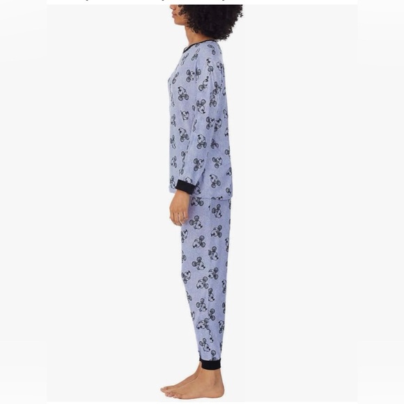 Disney Mickey Mouse Blue 2 Piece Long Sleeve Pajama Set Size Large - Picture 2 of 9
